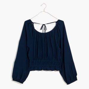 Madewell Twill Cropped Long Sleeve Top